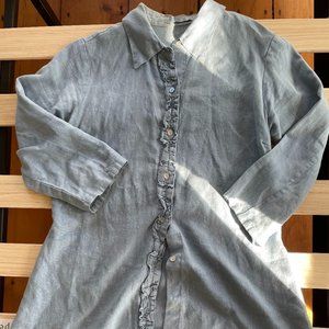Cut Loose Light Blue Linen Button Up Tunic (M)